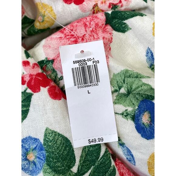 Old Navy Linen Blend Puff Sleeve Wrap Dress Lite Pink Rose Large Beachy Summer - Picture 12 of 13